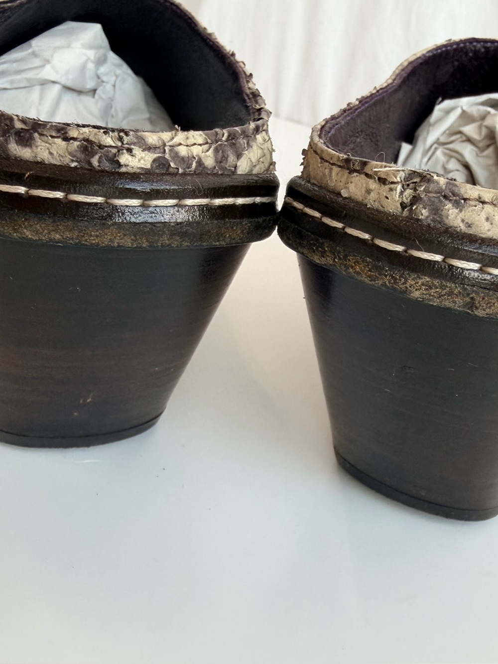Donald J. Pliner Western Couture Collection Mule Metallic Gray Snakeskin 8M Y2K - Picture 12 of 17